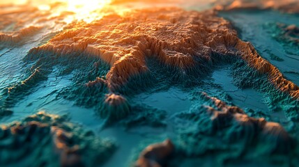 Detailed topographic map of a geographical region.