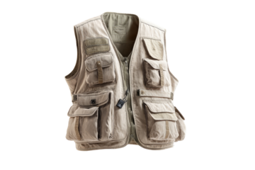 Beige utility vest with multiple pockets