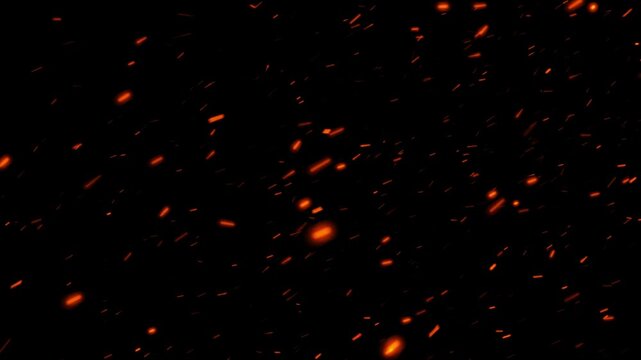 fire embers Particles 4k, Flying fiery embers, bonfire sparkles overlay background and flames, Fiery Orange Bonfire Particles Over Black Background. bonfire flares, dusty glowing hot fire particle,