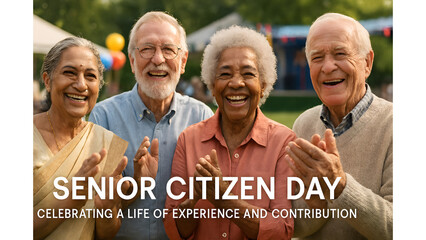Senior citizen day celebration elderly care retirement community happy people aging together support group cheers