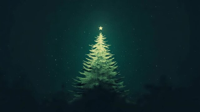 Christmas tree fodder glowing under the night sky