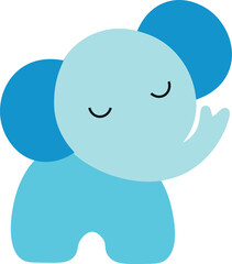Adorable Cartoon Baby Elephant with Closed Eyes and Waving Trunk