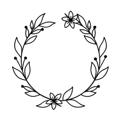 floral wreath clipart line art