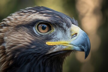 Naklejka premium Closeup shot photograph of eagle eyes, Eagle, bird of prey, animal, bird, nature, head, beak, eye, majestic, feather, portrait, horizontal, strength, photography 