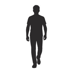 Silhouette of a man walking confidently front view