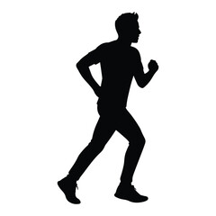 Silhouette of a jogging man in motion