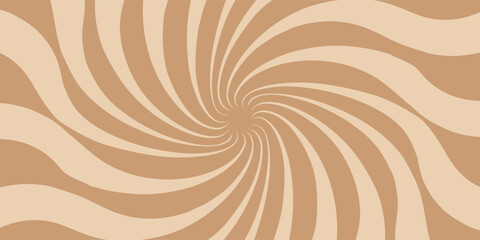 Caramel candy background. Pop art background. Twisted background. Ray brown pattern. Sunburst.