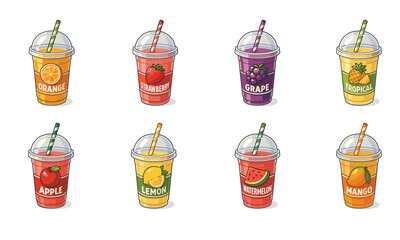 Vibrant Fruit Smoothie Collection for Menus, Ads, or Recipe Illustrations