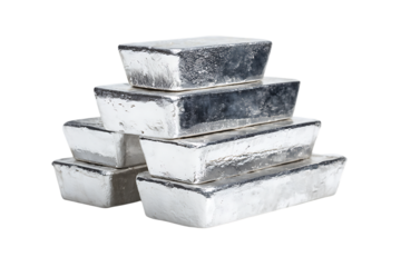 Stack of silver bars, precious metal, wealth concept