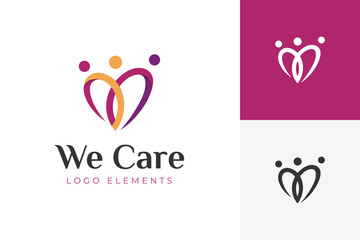 Heart People Logo Icon Design With three abstract human figures for social foundations, healthcare, Charity and Community Care Organization