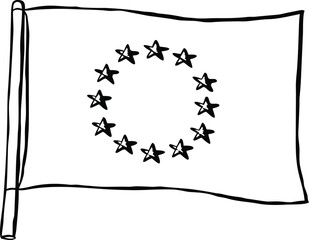 Drawn european union flag with stars in a circle
