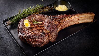 tomahawk steak grilled with rosemary and butter