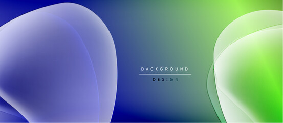Abstract fluid shapes, blue, green gradients. Minimalist design with text elements. Modern background for digital projects.