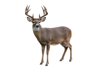 Full shot of a white-tailed deer against a black background.