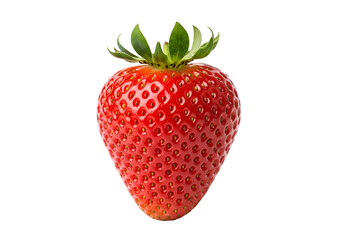 Close-up view of a single, fresh strawberry.