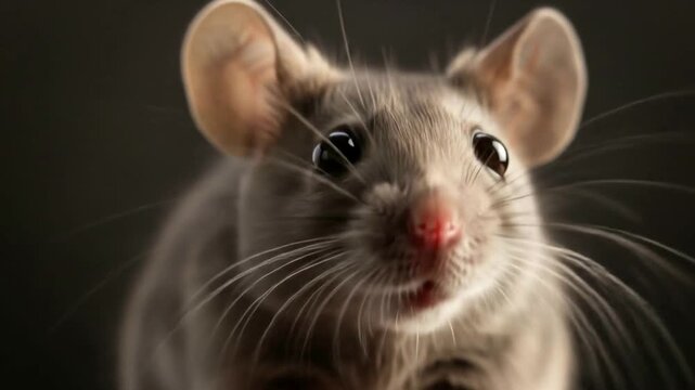 Curious mouse peeking closely with big ears, capturing a moment of subtle movement and detail