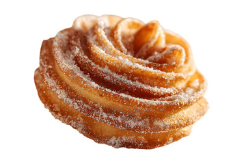 Sweet, delicious, rose shaped pastry, dusted with powdered sugar.
