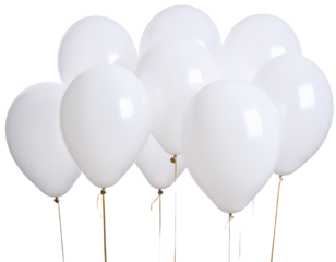 Cluster of White Balloons in Soft Overlap, Semi-Transparent Look, isolated on transparent background PNG