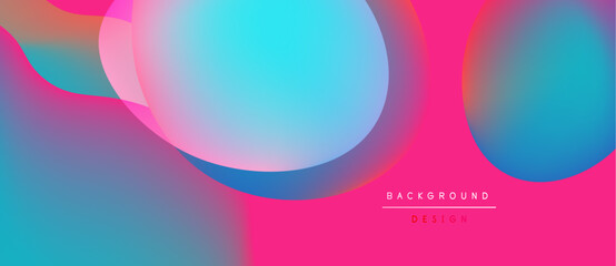 Abstract fluid shapes blend vibrant pinks, blues, turquoise. Gradient colors create dynamic visual texture. Modern design element.