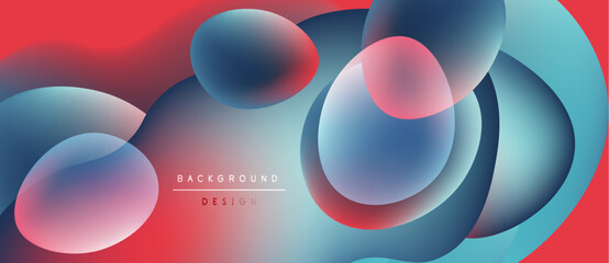 Abstract fluid shapes, vibrant colors blend. Red, blue gradients create dynamic background design. Modern, smooth visual effect.