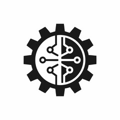 Modern Automation and AI Vector  Technology Gear and Circuit Icon Design.