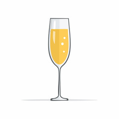 Glass of Bubbly Champagne with Effervescence and Golden Liquid