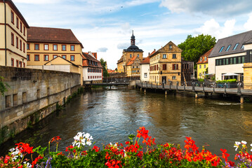 Fototapeta premium German city Bamberg. View from the bridge to the old town