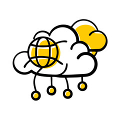 Integrated Cloud System hand drawing icon for web and graphic design