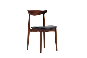 Dark brown wooden chair isolated on black background