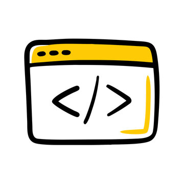 Code Window Interface hand drawing icon for web and graphic design