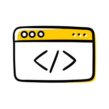 Programming Code Window hand drawing icon for web and graphic design