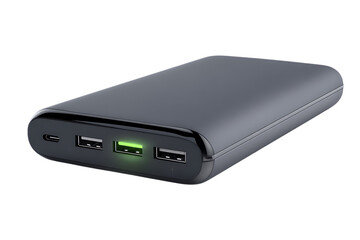 Portable power bank charger for mobile devices.