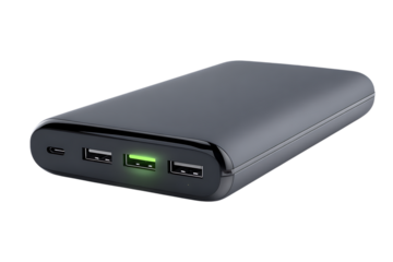 Portable power bank charger for mobile devices.