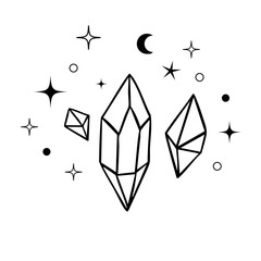 Crystal magic gem line vector material © Allie su 