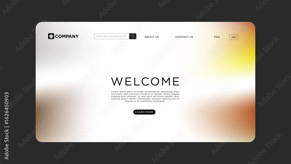 Wall mural dynamic welcome page design with modern search bar for startup business website or application inter