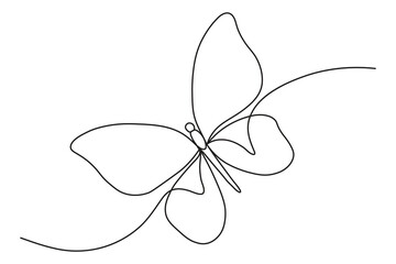 Continuous one stroke drawing of a butterfly, illustrating the harmony between nature and artistic simplicity in modern form