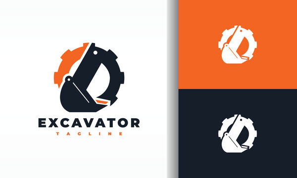 Excavator Logo Gear and Bucket logo