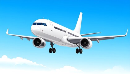 Fototapeta premium White jet airplane in the sky