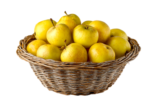 Basket of fresh, ripe yellow apples