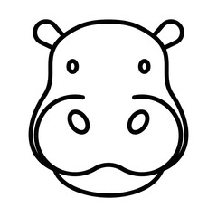 A black and white drawing of a hippo's head. The drawing is simple and clean, with the focus on the head. Editable Stroke.