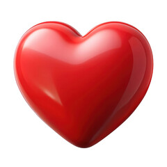Fototapeta premium Glossy red heart shape symbol of love and romance isolated on transparent background