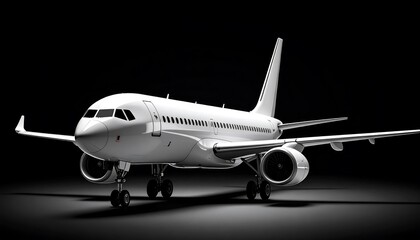 Obraz premium White jetliner on black background