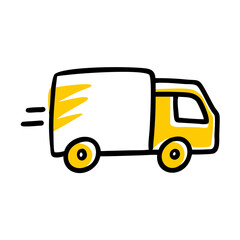 Green Delivery hand drawing icon for web and graphic design