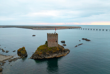 The historical Maiden's Castle near the shore in Pazar District of Rize Province