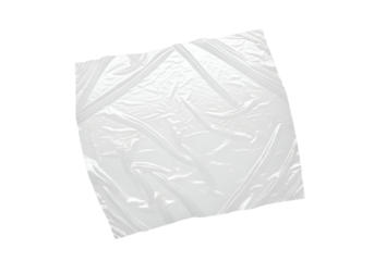 Wrinkled transparent plastic sheet.