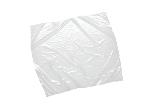 Wrinkled transparent plastic sheet.