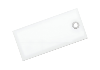Blank white rectangular tag with a hole.