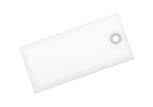 Blank white rectangular tag with a hole.
