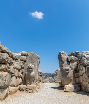 The Lion gate of Hattusa, the capital of the Hittite Empire, Bogazkale (Corum), Turkey