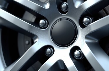 Close-up of a modern car wheel rim with metallic finish and lug nuts